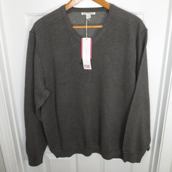 *NWT* Cutter & Buck V-Neck Long Sleeve Pullover Sweater Gray Size XXL - Picture 1 of 5